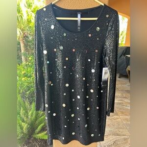 BLING BLING Sexy ‘Lil Black Holiday Party Cruise Bodycon Stretchy Dress SZ L